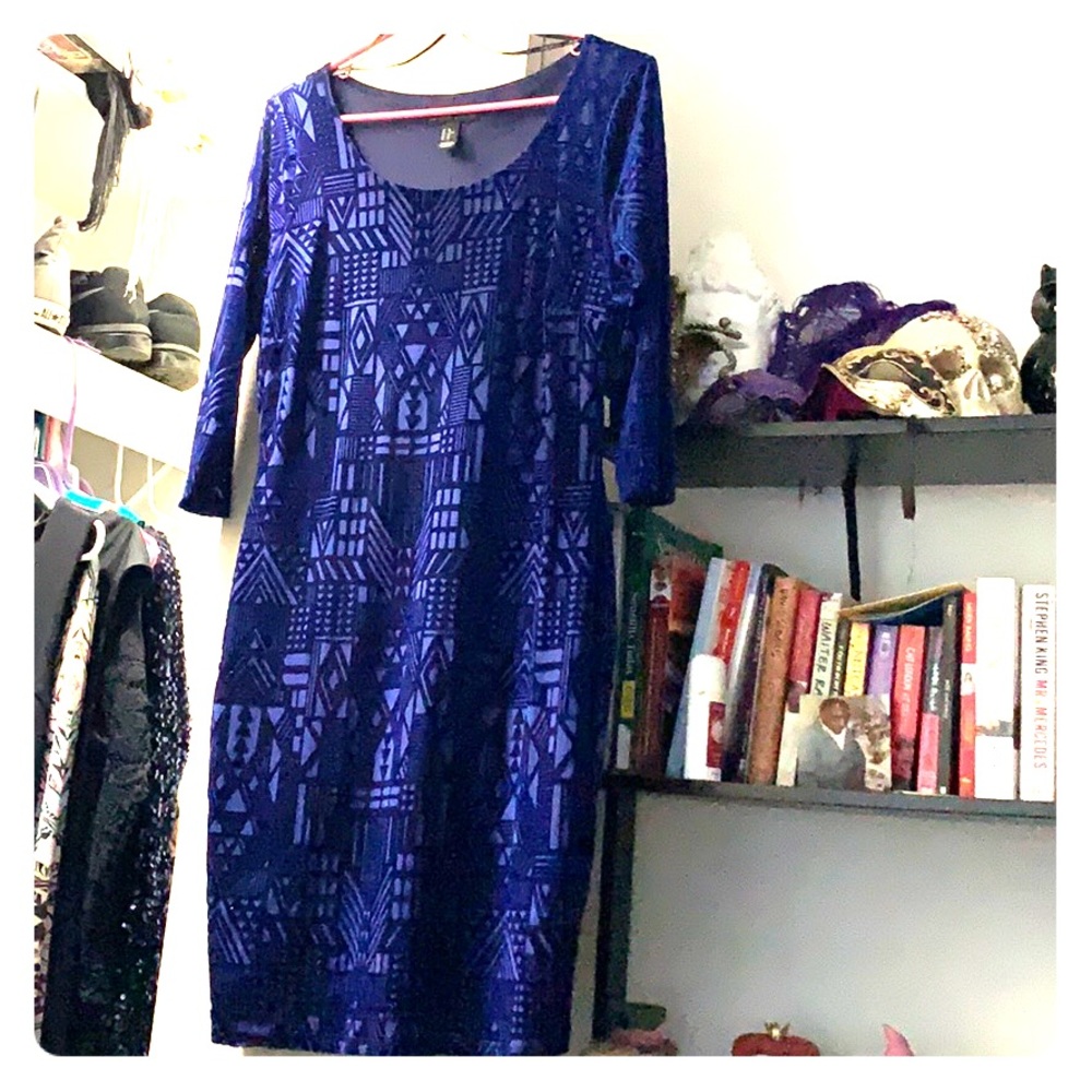 Blue velvet bodycon dress
